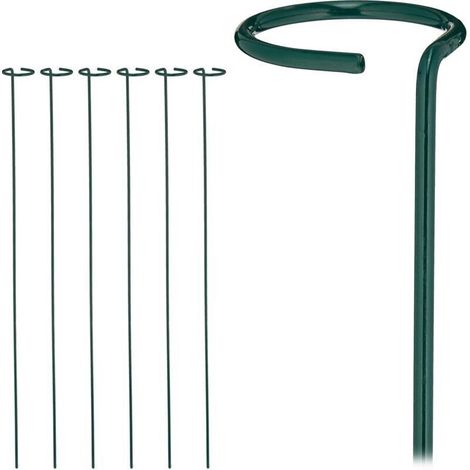 ALLIANDISTuteur pour plantes avec anneau - lot de 6 - résistant aux intempéries - tuteur en métal - 80 cm (1/4)