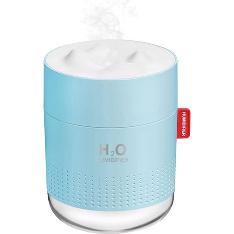Mini-Luftbefeuchter mit kühlem Nebel, tragbar, 500 ml, USB-Luftbefeuchter für den persönlichen Schreibtisch, für Babyzimmer, Reisen, Büro, Zuhause, 2 Nebelmodi, superleise, Blau (1/5)