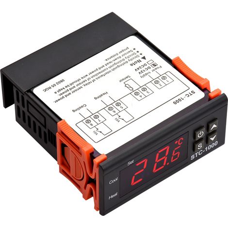 Régulateur de Température Numérique STC-1000 Thermostat Intelligent 12V CC pour Réfrigérateur, Chauffage/Refroidissement, Correction de Température, Démarrage Retardé, Alarme Haute/Basse Température (1/3)