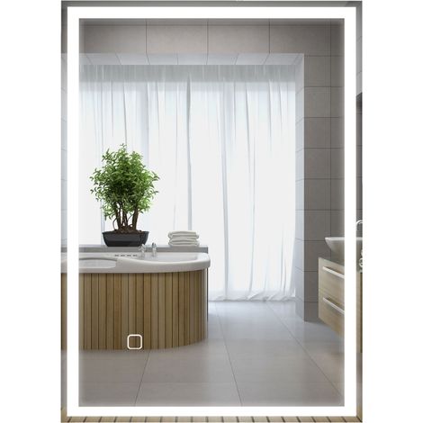 Miroir de salle de bains, miroir mural, LED. Commande tactile, blanc (1/5)