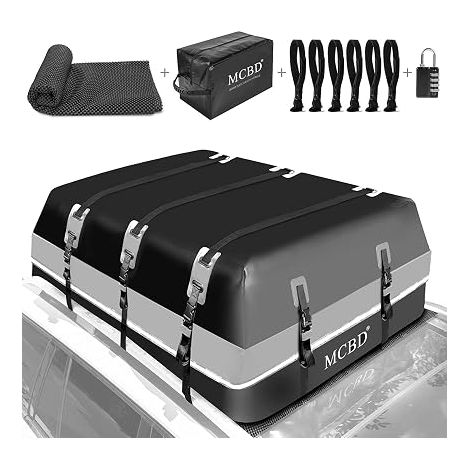 Roof Box Roof Luggage Luggage Storage Box Portable Fits All Vehicles, SUVs With/Without Rails - With Straps and Door Hooks (1/5)