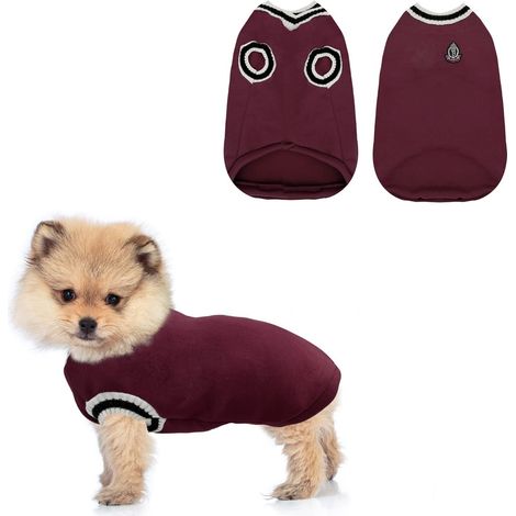 Pull classique de style universitaire pour chiens de petite et moyenne taille, vêtement d'hiver chaud et confortable en maille pour animaux de compagnie, sweat-shirt élégant pour chiots de style prepp (1/5)