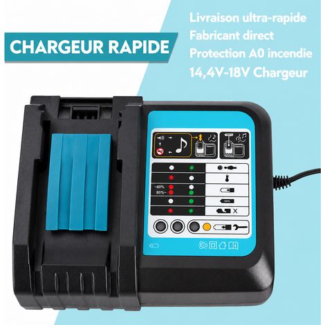 Charge rapide 18V 3A compatible Makita prise européenne pour batterie lithium noir cordon 1 m 1318532 – Livraison gratuite