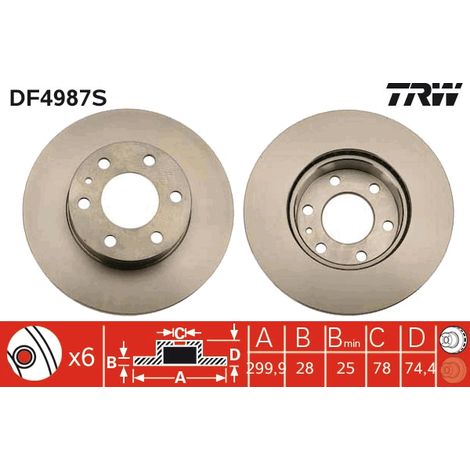 Disque de frein TRW DF4987S TRW avant gauche/droite (1/2)