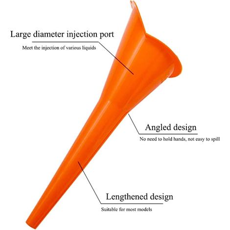 6PCS Entonnoir Long Kit D'Entonnoir de Filtre à Huile Anti Gouttes de Rechange Entonnoir Filtre Multifonction Entonnoir à Carburant en Plastique pour Voiture Moto Huile Eau Gaz Essence, Orange Rouge (1/3)