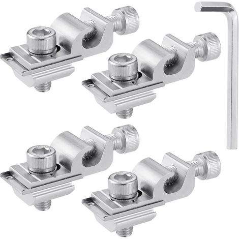 4 morsetti di messa a terra per pannelli solari, fissaggio per pannelli solari, morsetti di messa a terra per pannelli solari con 1 chiave, accessori per staffe per pannelli solari