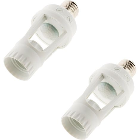 Lot de 2 douilles E27 + détecteur intégré - blanc - Zenitech (1/5)