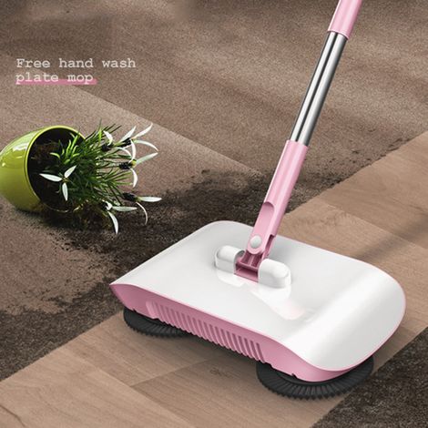 2-in-1 Staubsauger mit Bürste und Wischmopp – Mano Sweeper Mop Reinigungsgerät, pink mit Tuch – Hochleistungs-750g-Edelstahl-PP-Faser (1/5)