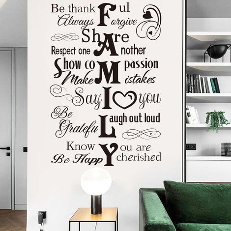 Stickers Muraux Citations Famille Autocollant Mural Phrases Inspirantes Deco Stickers Salon Chambre Couloir Décoration (1/5)