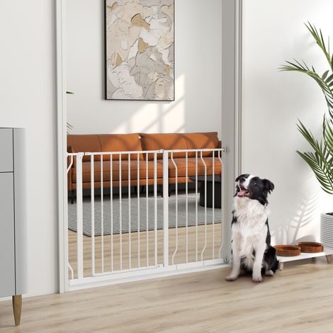 Blanc - Barrière de sécurité extensible pour chiens 75-115 cm pour portes et escaliers Portail de sécurité pour animaux avec rallonges Snap