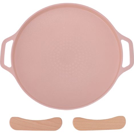Poêle à barbecue coréenne antiadhésive, plaque de cuisson polyvalente en aluminium avec poignées pour grillades intérieures et extérieures rose (1/5)