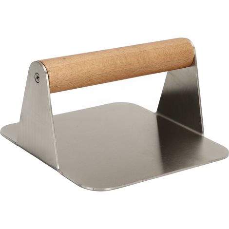 Burgerpresse aus Edelstahl 304 mit Holzgriff – auch ideal zum Formen von Reisfrikadellen und Brötchen. (1/5)