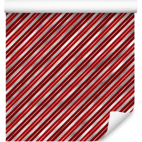 Papier peint à rayures de Noël rouges et corail pour salon et chambre 50x1000 cm (1/5)
