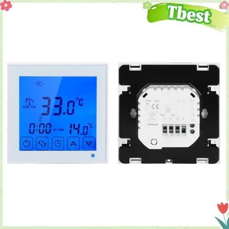 Thermostat - Ecran Tactile LCD - Pour Systeme De Chauffage Domestique - Antigel - 230 V - 3 A / 16 A - 8,5 X 8,5 X 4 Cm - 230 G (1/4)