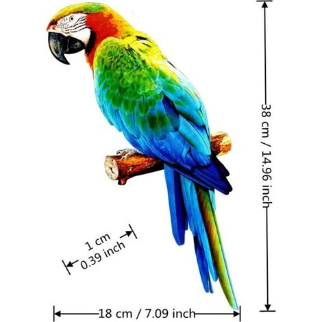 Décoration Murale Perroquet en Métal, 14.96'' Oiseau Coloré Mur Sculpture Decpt, Décorations Murales Suspendues en Forme d'aras Tropicaux pour Extérieur Intérieur (1/5)