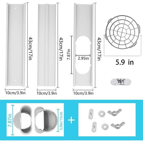 Plaque de fermeture de fenêtre pour climatiseur mobile – 4 pièces, réglable et extensible, largeur 10 cm, idéale pour canalisation d’évacuation d’air (1/5)