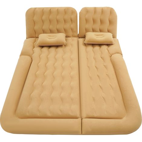 Matelas gonflable pour voiture SUV - Matelas gonflable amovible - Matelas gonflable épais pour le camping - Avec 2 coussins et pompe - Beige (1/5)