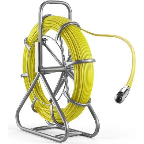 VEVOR Sonda Nastro in Fibra di Vetro Estrattore per Cavi di Vetro Diametro 6,3 m con Supporto Asta per Cavi Lunghezza 100 m Non Conduttivo, Tiracavi per Gestione di Cablaggio 2 Testine di Ricambio (1/5)