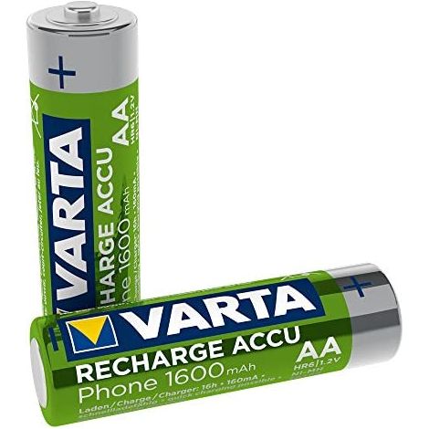 VARTA Batterie NiMH, Mignon, AA, HR06, 1,2V/1600mAh, Accu Phone, Pack de 2 (1/5)
