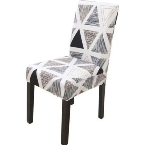 4 Housses de Chaise Douces Lavables pour 4/6 - Pose Elastique Velours Gris Maïs Style A (1/4)