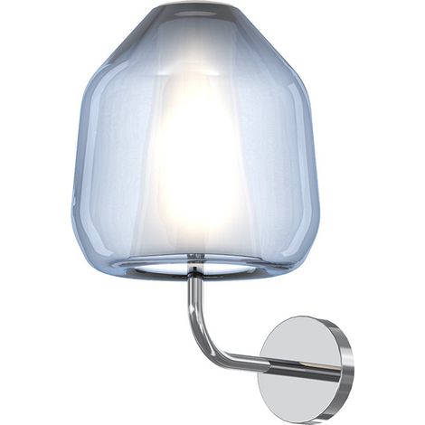 Applique Contemporanea Double Skin Beta Metallo Cromo Vetro Blu 1 Luce E27