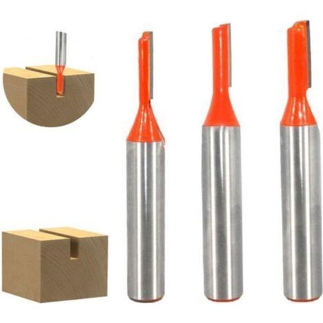 Fraise Droite à Queue de 8 mm, Fraise a Rainurer à Tige, Accessoires de Fraisage de Routeur, Outil de Travail du Bois, Forets de Fraisage pour le Travail du Bois, Diamètre de Coupe 3mm/4mm/5mm, 3PCS (1/4)