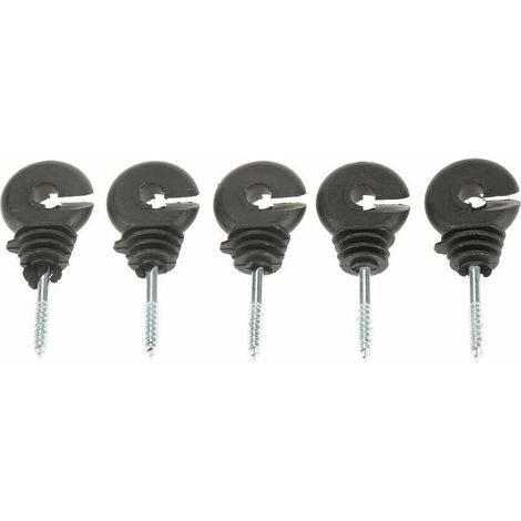 XEPHO 50 Pcs Isolateurs Annulaires à Visser Anneau à Isolant à Vis Accessoires de Clôture Électrique pour Poteau Piquet en Bois, Noir