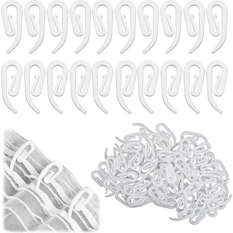 （28 x 12 mm）100 Pièces Crochet Rideau Rail, Crochets de Rideaux, Crochets de Rideau en Plastique pour Rideau de Douche,Rideaux de Fenêtre et Rideau de Portes