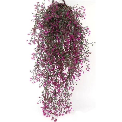 Lot de 3 Plante artificielle, Lierre grimpant 80 cm, Décoration murale et jardin, Fleur magenta (1/5)