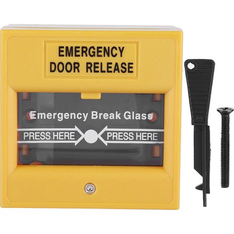 Bouton d'alarme incendie avec verre de sécurité et sortie de secours