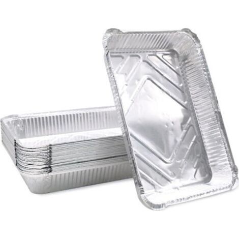 Lot de 20 plateaux de cuisson jetables en aluminium pour barbecue à gaz, charbon de bois et four, pour viande, poisson, légumes, 31,5 x 21,5 x 5 cm (1/4)