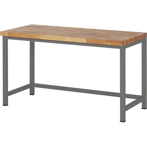 STIER Höhenverstellbare Werkbank Premium, 150x70x84-104 cm, aus pulverbeschichtetem Stahl und Buche, flexibel und ergonomisch, ideal für anpassbare Arbeitsplatzgestaltung in Werkstätten (1/5)