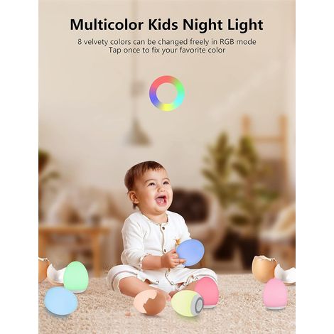 Veilleuse pour Enfant, Veilleuse pour Bébé avec Changement de Couleur & Dimmable, Portable Petite Veilleuse Rechargeable avec Minuterie 1H & Contrôle Toucher (1/5)