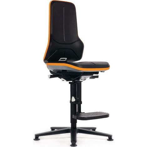 Arbeitsdrehstuhl Neon Bodengleiter+Aufstiegshilfe o.Polsterelement grau BIMOS (1/5)