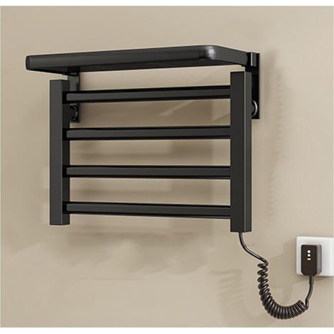 Sèche-serviettes électrique mural pour salle de bain, alliage d'aluminium, température constante, protection IPX4, noir. (1/5)