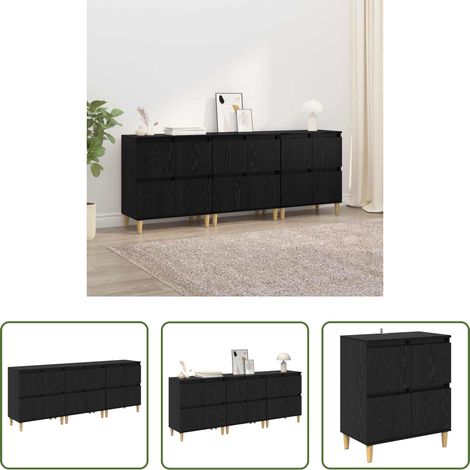 vidaXL Buffet salle à manger - Buffets 3 pcs Chêne noir 60 x 35 x 70 cm Bois d'ingénierie (1/5)