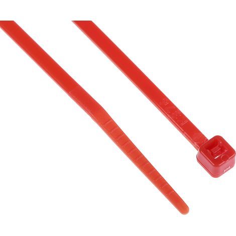 Serre-câble RS PRO Rouge en Nylon 66, 165mm x 2,5 mm ( Prix pour Sachet de 100 )