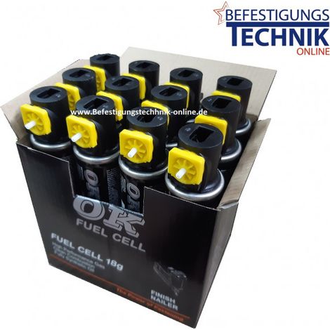 12xOK Gas Gaskartuschen gelber Ring 78mm für Paslode Tjep KMR Reich Makita Senco Bostitch"-"EN13276