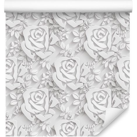 Papel pintado 3D con diseño óptico de flores y hojas para salón y dormitorio, 50x1000 cm. (1/5)