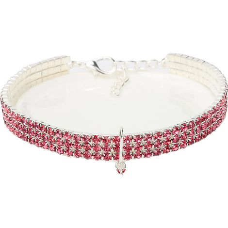 Collare per animali domestici, decorazione gioiello, funzione di sgancio di sicurezza, L-a, collana rosa amore (1/2)
