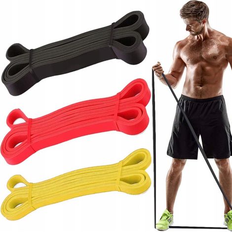 Set mit 3 Fitnessbändern Widerstands-Powerbändern