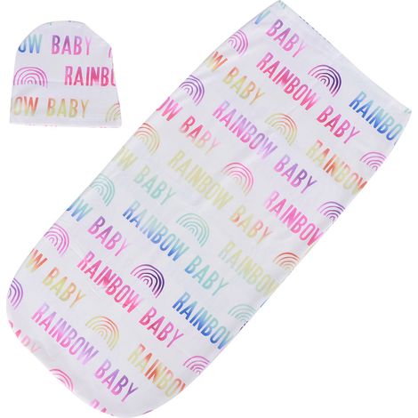 Sac de couchage bébé, couverture emmaillotage, serviette de bain avec bonnet et bandeau (3 Sac de couchage et bonnet) (1/5)