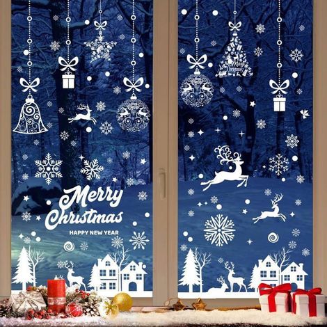 Stickers de Noël pour fenêtres – 271 autocollants réutilisables en PVC, écoration intérieure flocon de neige pour vitrines (1/5)