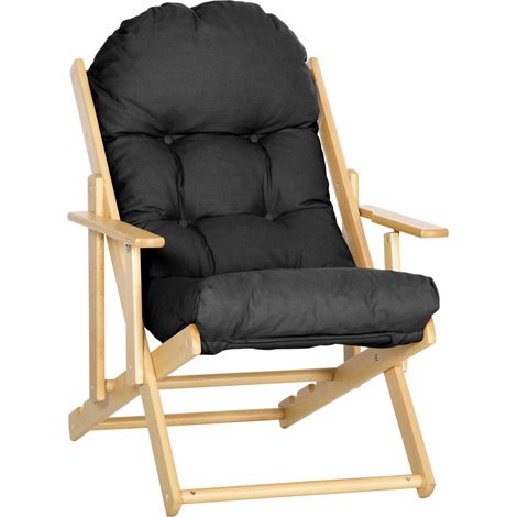 Fauteuil Chaise de Salon Pliable et inclinable en Bois Fauteuil Relax Confortable avec Coussin capitonné épais