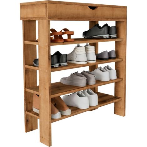 Schuhschrank Monastero, Schuhregal 5 Ebenen, 12 Paar, Eine Tür, 80x30x90h cm Nussbraun