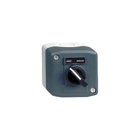 Schneider Electric – Boîte de dérivation Harmony – 1 bouton tournant Ø22 à manette – 2 préperçages pour entrée de câble – Capacité de serrage – XALD132