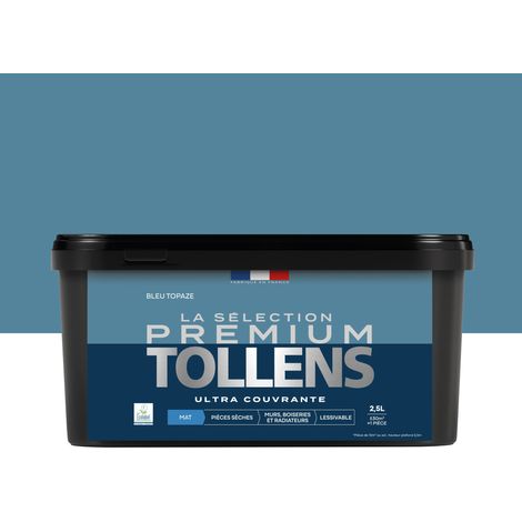 Tollens - Peinture intérieure couleurs - La Sélection Premium Mat - Ultra Couvrante - Bleu Topaze 2,5 L - 30m²