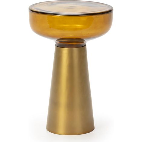 Mesa Auxiliar 37X37X56 Metal Dorado/Vidrio Ambar (1/2)