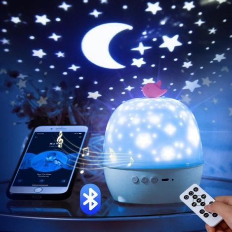 Veilleuse Projecteur Bébé Musicale Bluetooth Ciel Étoiles - - Rotation 360° - 6 Films - USB Rechargeable (1/4)