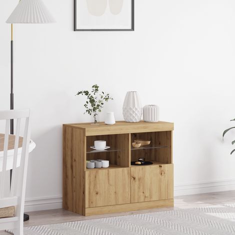 vidaXL LED Sideboard Brown 81 x 37 x 66.5 cm Engineered Wood (1/5)
